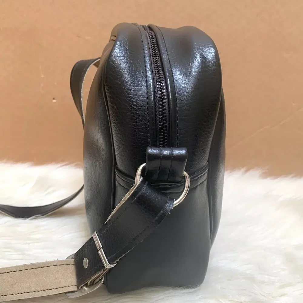 PERRIN Black Faux Leather Vintage NS Convertible Men's Xbody - Made in USA